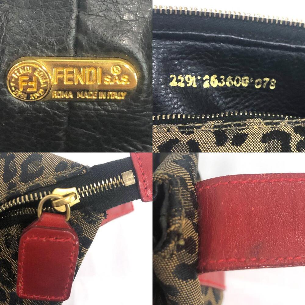 Fendi handbag leopard canvas leather gold accents - Picture 4 of 4